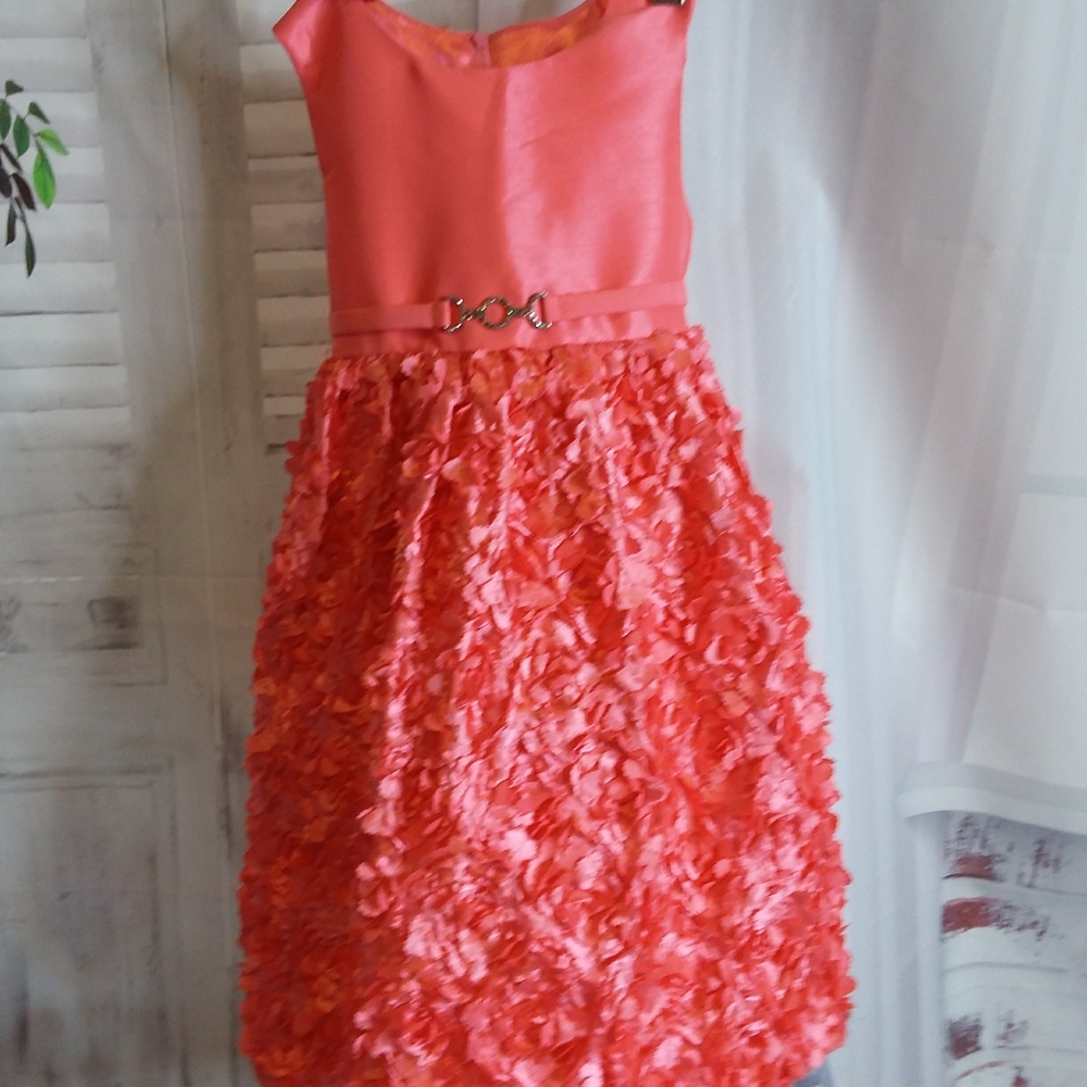 American Princess pink floral petals & rhinestone sash sleeveless dress 4T